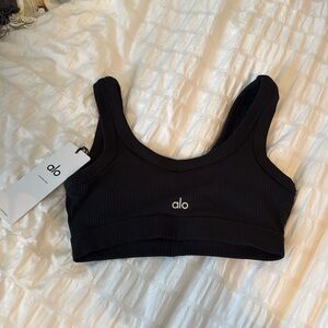 Alo Yoga Black Ribbed Bra